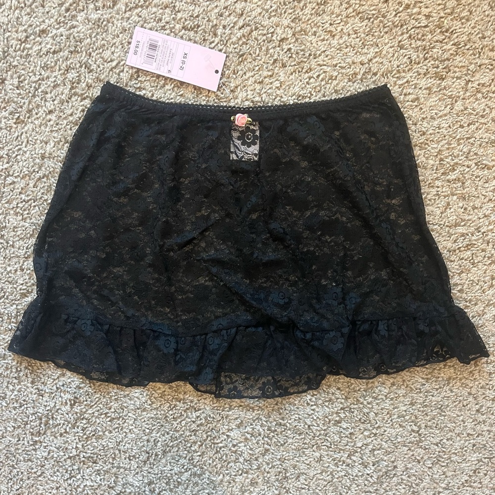Wild Fable Black Lace Skirt with Floral Detail